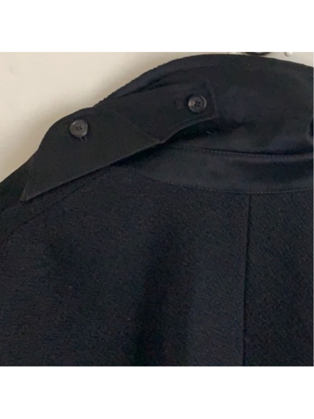 Women's ALLSAINTS Black Wool Blend Pea Coat US 0 Jaida Coat Oversized Boxy - Picture 3 of 10